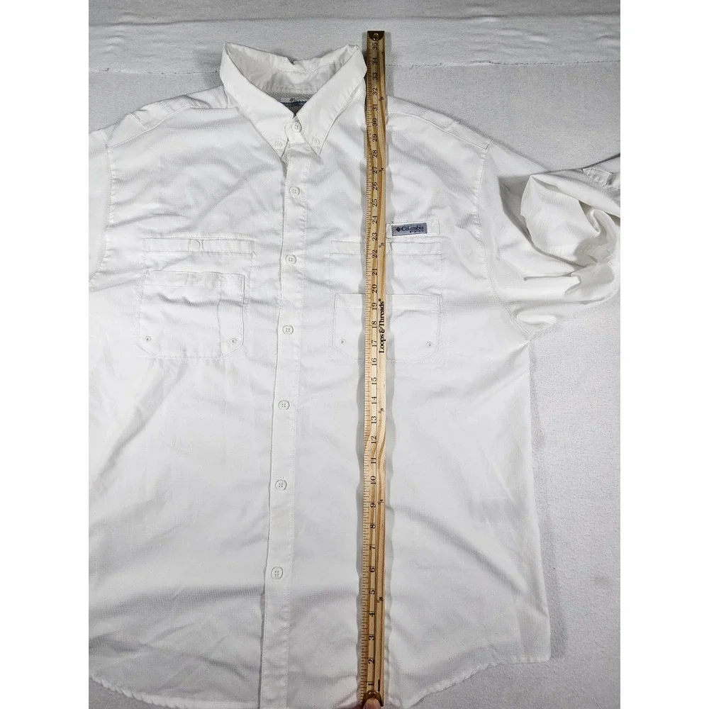 Columbia PFG Bahama II Fishing Shirt Mens XXL White Long Sleeve FM7253 Utility